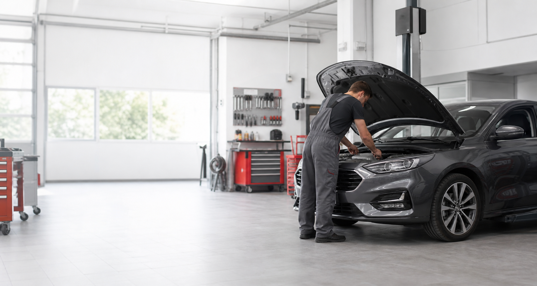 Moderný autoservis pri kontrole motora